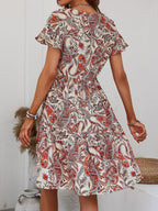 Printed V-neck Tiered Dress (6)
