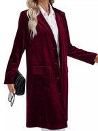 Lapel Collar Long Sleeve Longline Coat (23)
