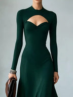 Full Size Mock Neck Cut-out Long Sleeve Midi Dress Plus (11)