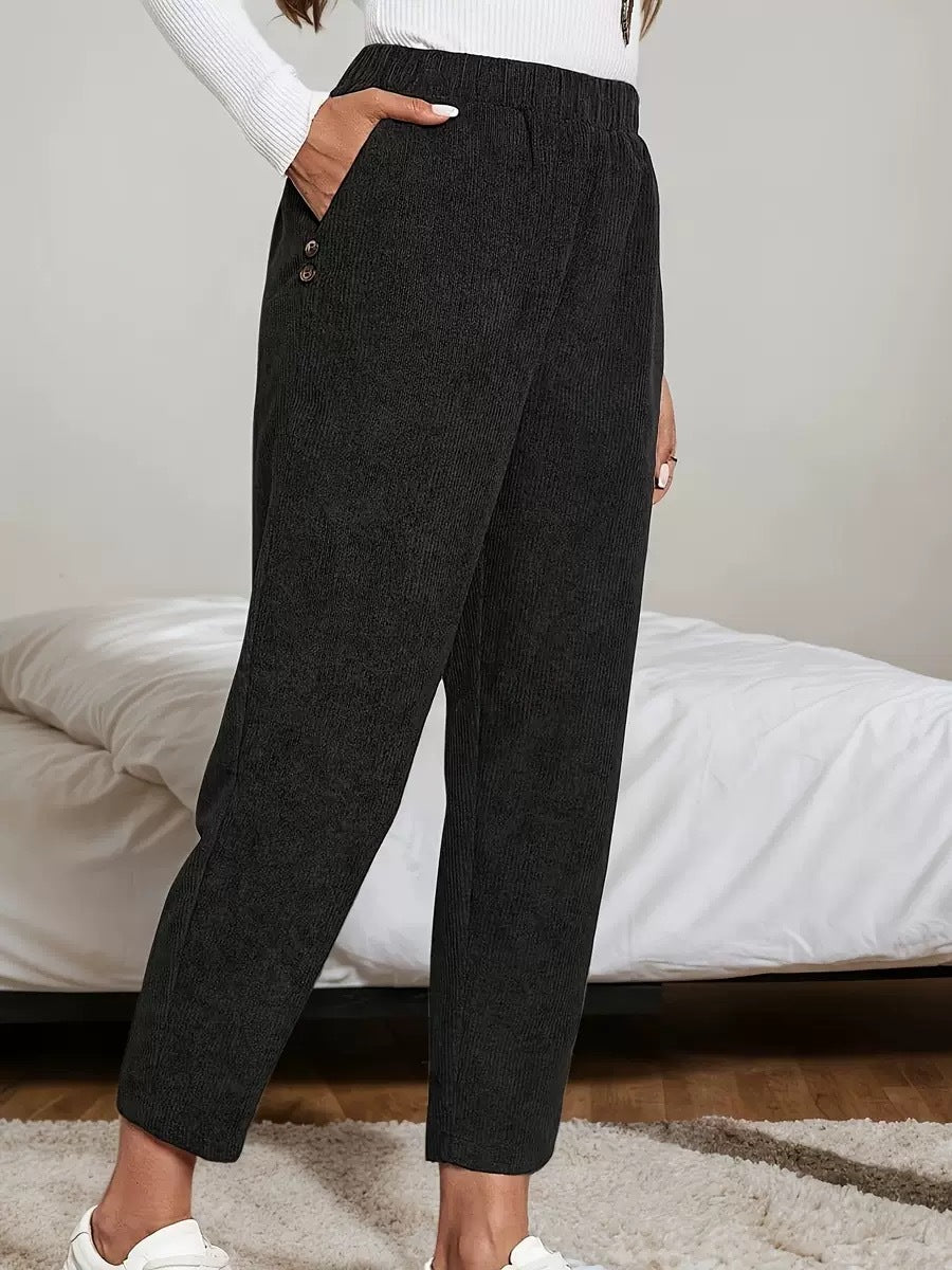 Corduroy Pocket High-waist Solid Color Straight Casual Pants variant CJTZ258861605EV|CJTZ258861606FU|CJTZ258861607GT|CJTZ258861608HS