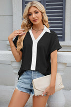 Eyelet Johnny Collar Short Sleeve T-shirt (18)
