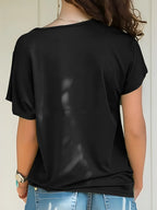 Asymmetrical Neck Short Sleeve T-shirt (12)