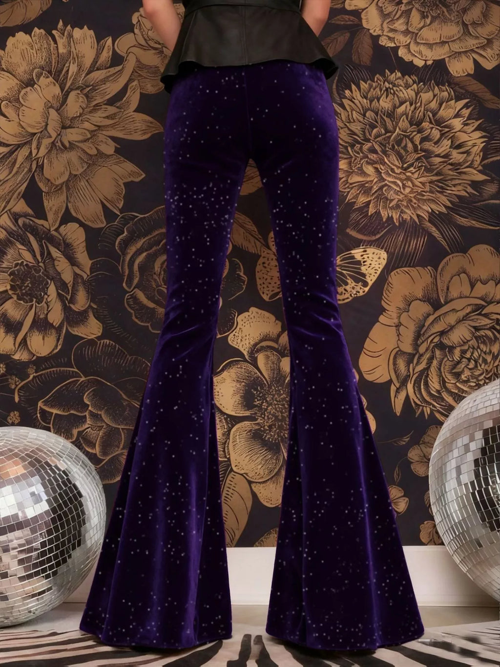 Velvet High Waist Flared Pants (25)
