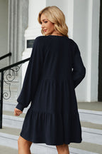 Notched Neck Long Sleeve Mini Dress (18)