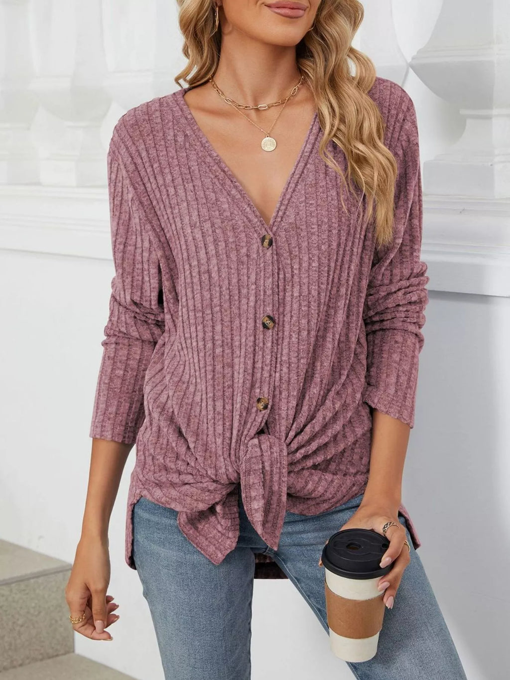 Ribbed Button-up Cardigan (30)