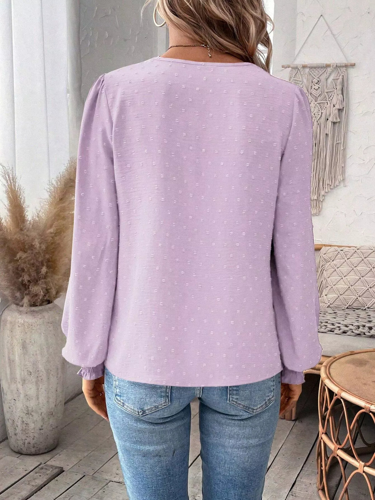 Lace Trim Long Sleeve Blouse (23)
