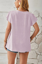 Ruched V-neck Flounce Sleeve Blouse (6)