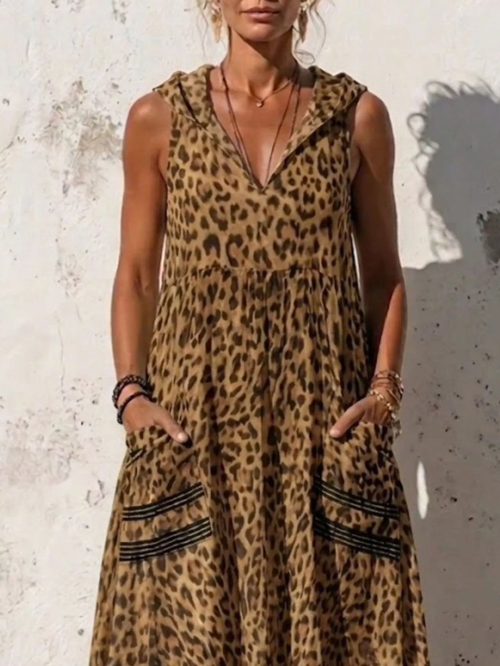 Hooded Leopard Print Maxi Dress (6)
