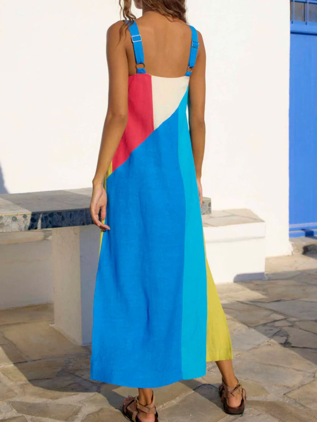 Striped Wide Strap Midi Dress (8)