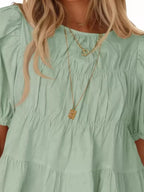 Ruched Tiered Puff Sleeve Blouse (20)