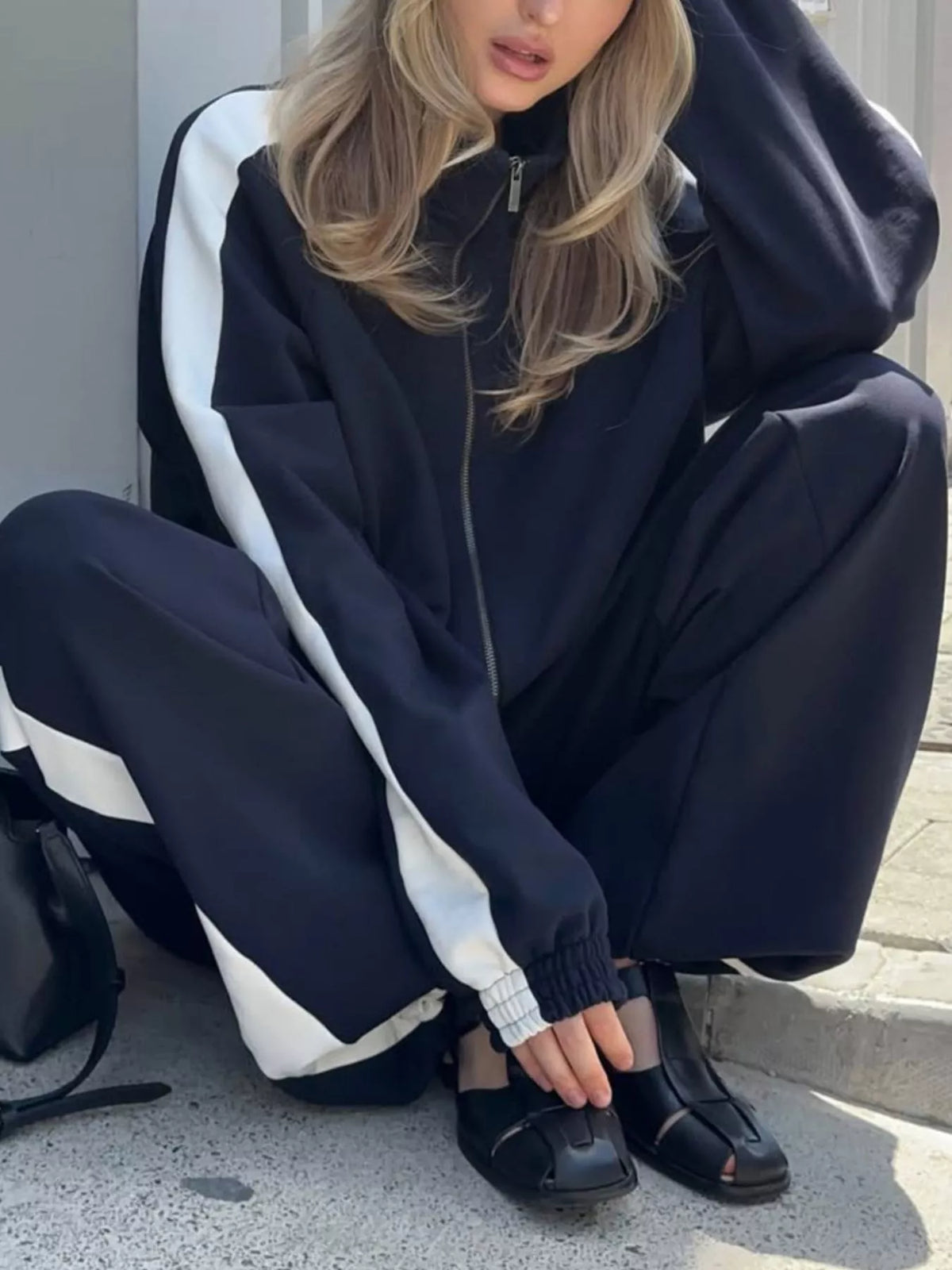 Zip Up Long Sleeve Outerwear Pants Set (20)
