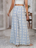 Drawstring Printed Wide Leg Pants (33)