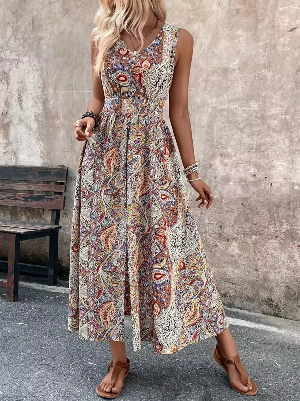 Paisley Print Sleeveless Romper (2)