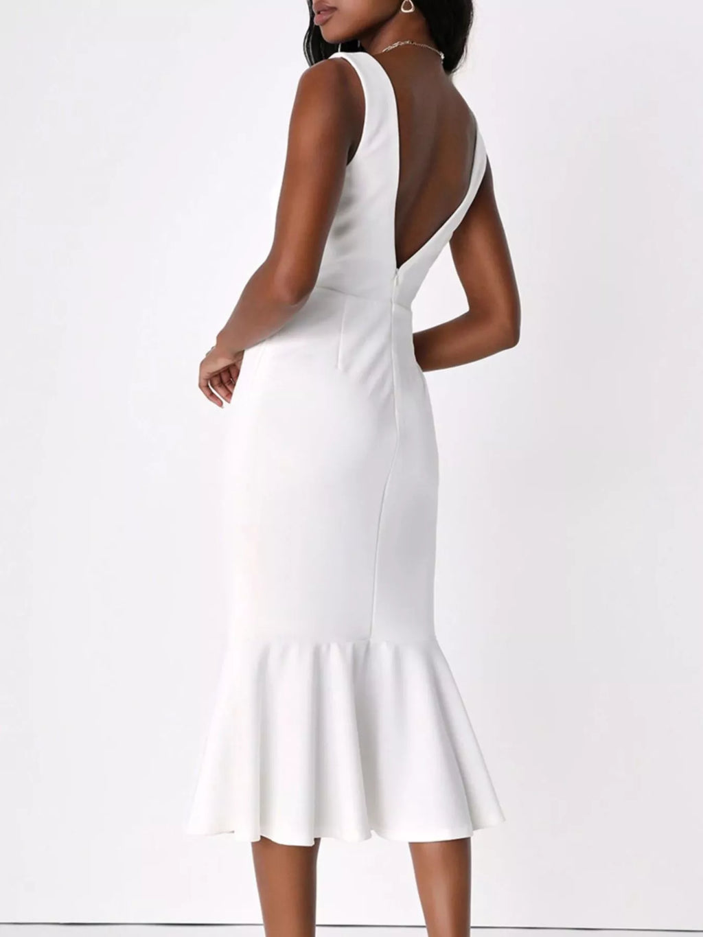Sleeveless Square Neck Mermaid Midi Dress (14)