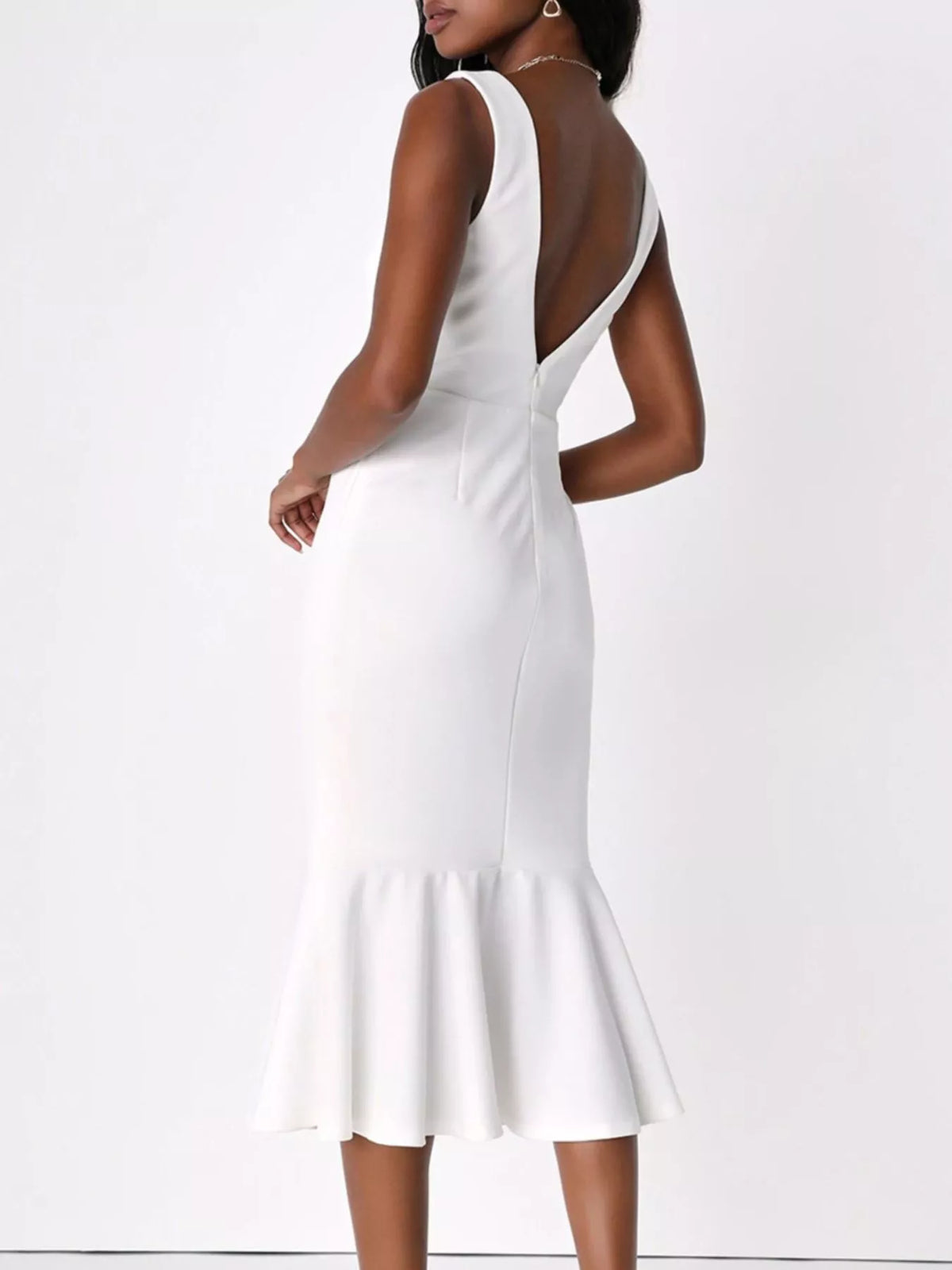 Sleeveless Square Neck Mermaid Midi Dress (14)