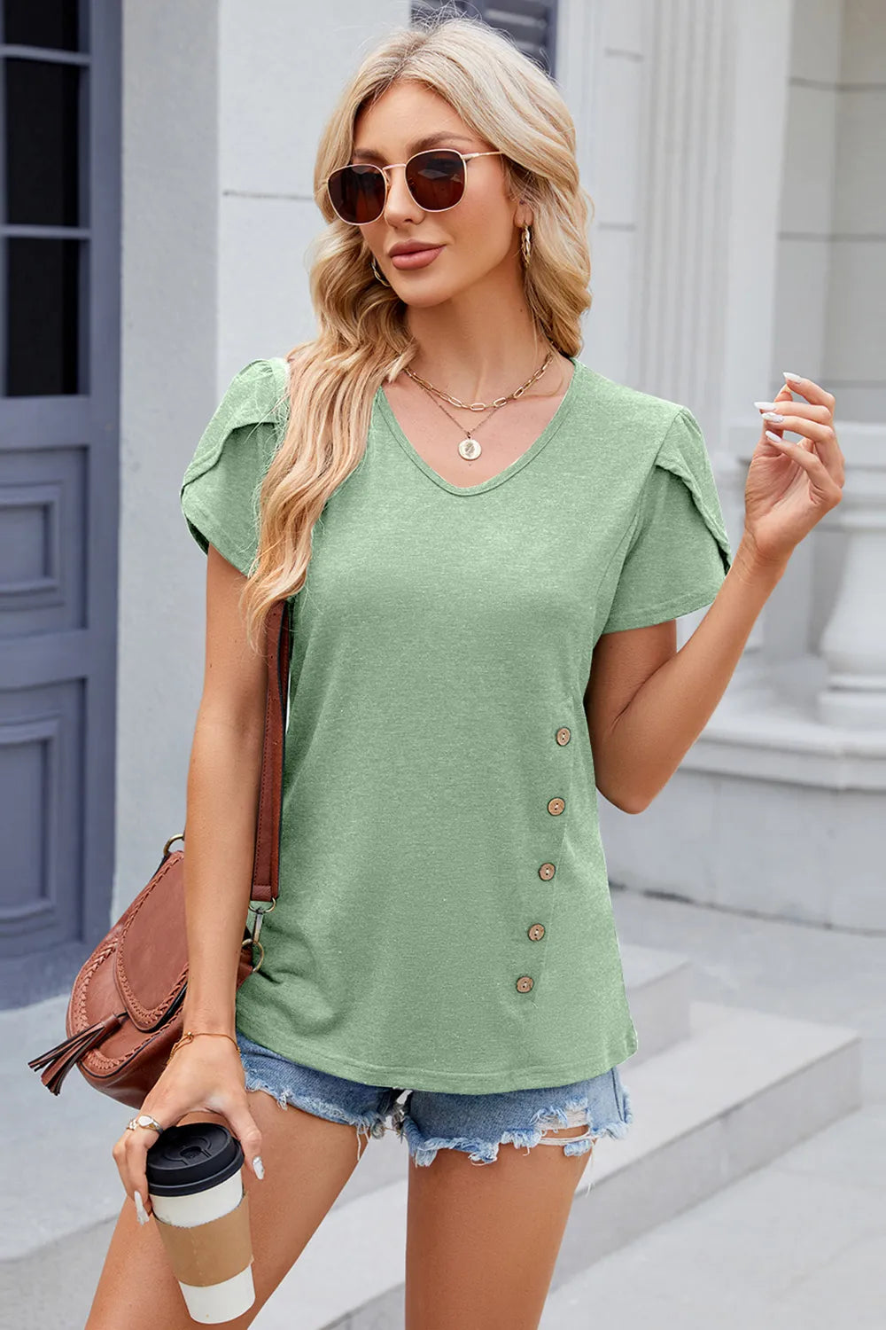 V-neck Short Sleeve T-shirt (27)