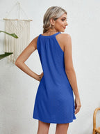 Eyelet Grecian Neck Mini Dress (12)