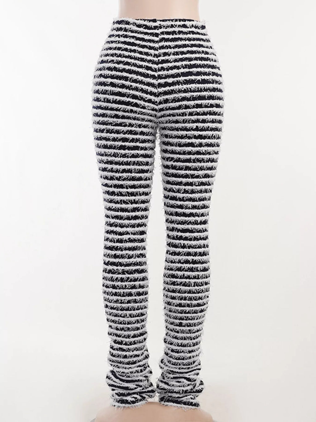 Striped Fuzzy Textured Knit Pants (4)