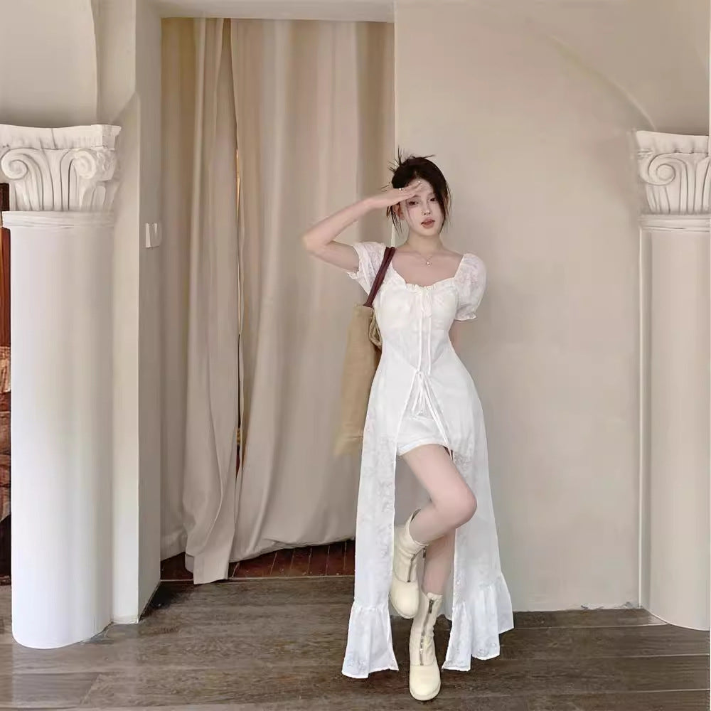 Irregularly Short Sleeve Waist-controlled Dress photo 1