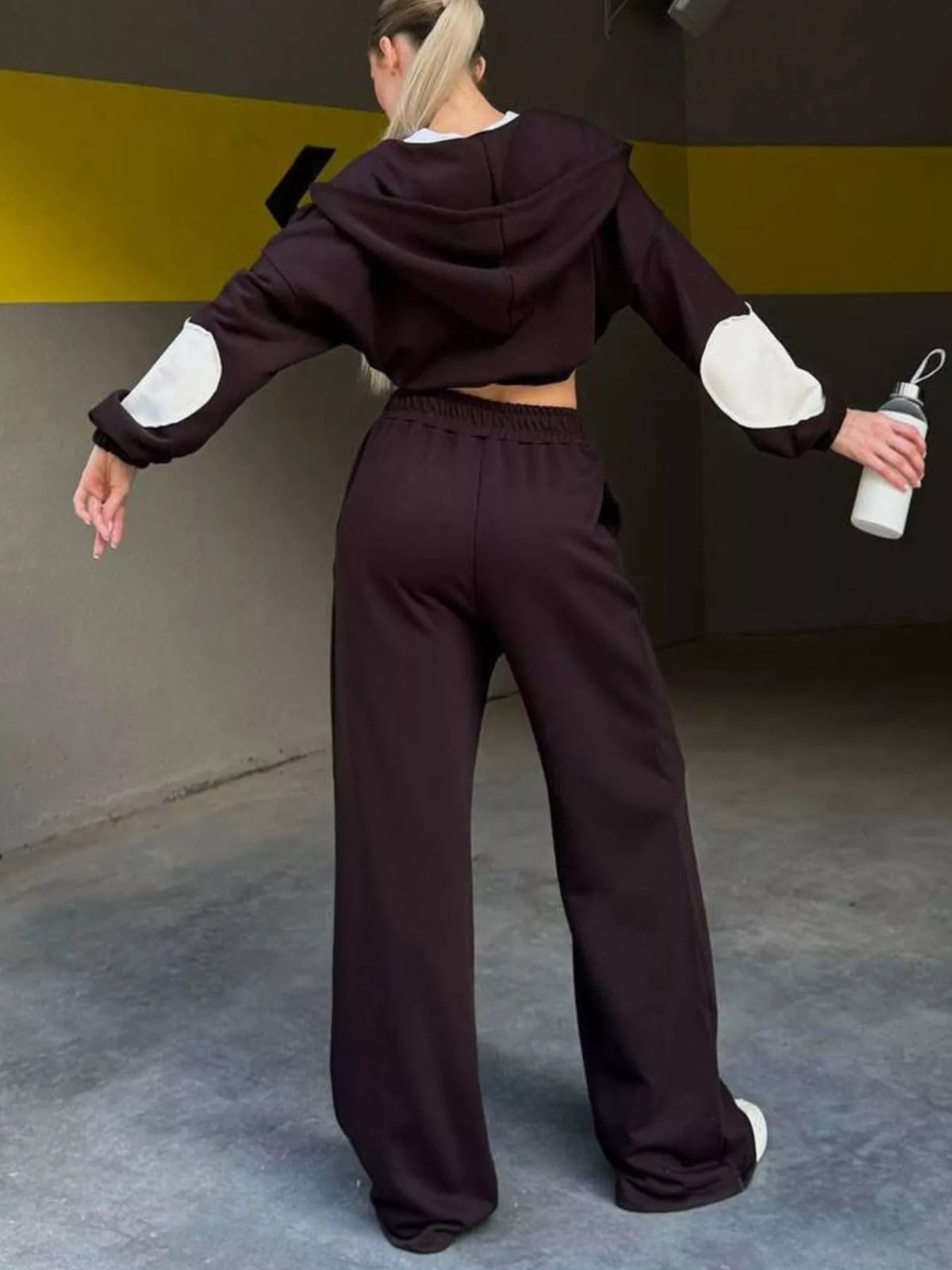 Zip Up Hoodie Wide-leg Pants Set (16)