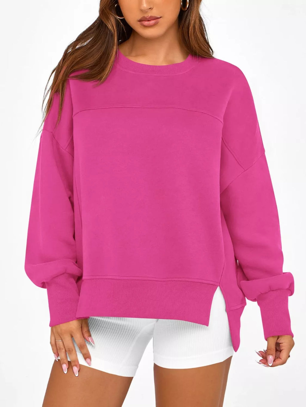 Casual Loose Side Slit Sweatshirt (18)