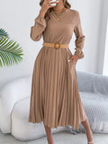 Pleated A-line Midi Dress