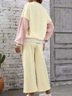 Block Round Neck Top Pants Set (2)
