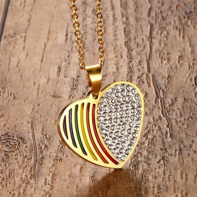Lgbt Six-color Rainbow Titanium Steel Pendant Necklace variant CJLX136828701AZ