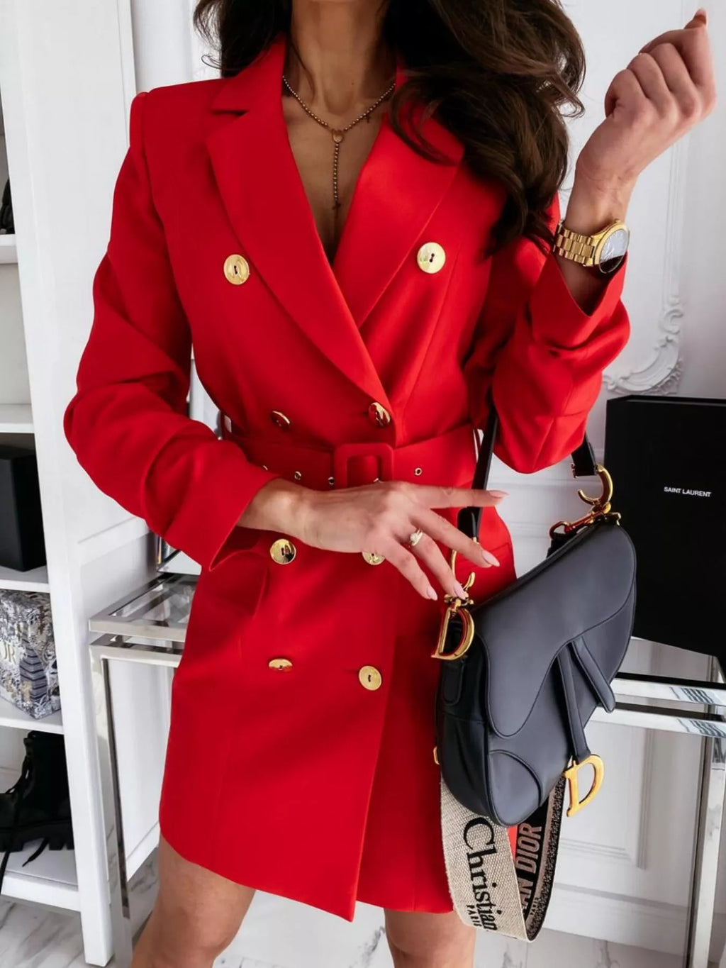 Double-breasted Belted Blazer Dress (6)