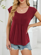 Pleated Front Scoop Neck T-shirt (11)