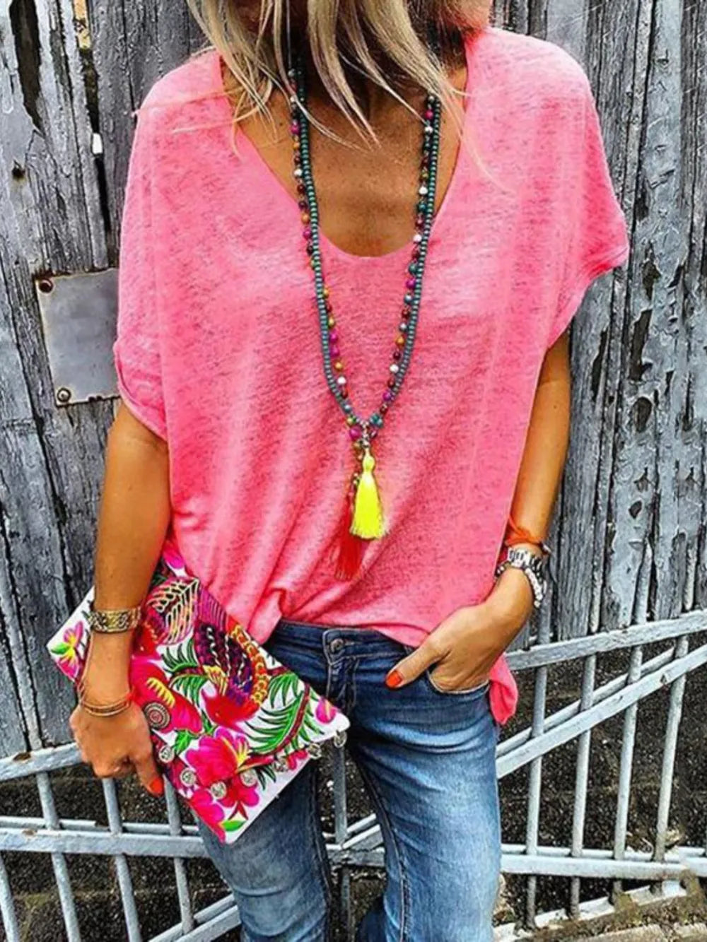 Full Size Scoop Neck Short Sleeve T-shirt (16)