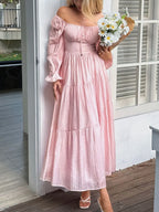 Tiered Balloon Sleeve Midi Dress