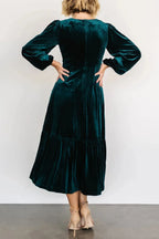 V-neck Long Sleeve Midi Velvet Dress (13)