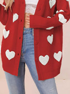 Heart Pattern Knit Button-up Cardigan (8)