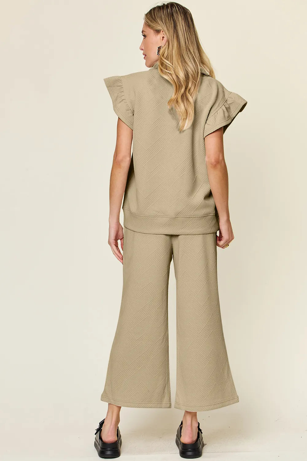Ruffle Drawstring Wide Leg Set (36)