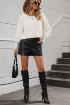 Round Neck Dropped Shoulder Pullover Sweater (14)