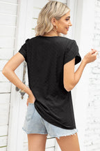 Eyelet Notched Petal Sleeve Blouse (2)