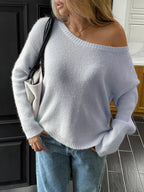 One Shoulder Ribbed Knit Sweater (5)