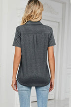 Johnny Collar Short Sleeve Blouse (2)