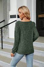 Ribbed Square Neck Long Sleeve T-shirt (2)