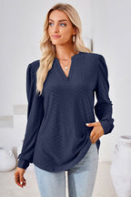 V-neck Puff Sleeve Blouse (7)