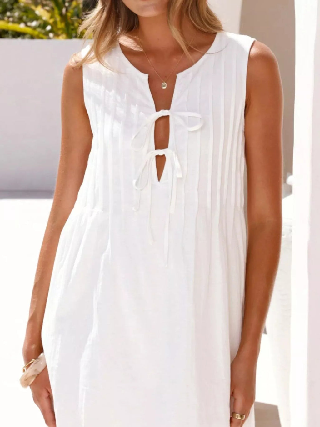 Sleeveless Tie-front Mini Dress (2)