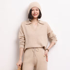 Cashmere Short Loose Polo Collar Sweater photo 4