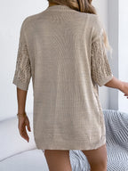 Openwork Open Front Half Sleeve Cardigan (12)
