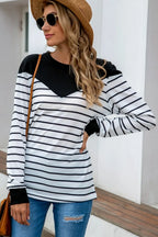 Striped Round Neck Long Sleeve T-shirt (15)