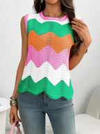 Block Round Neck Sweater Vest (9)
