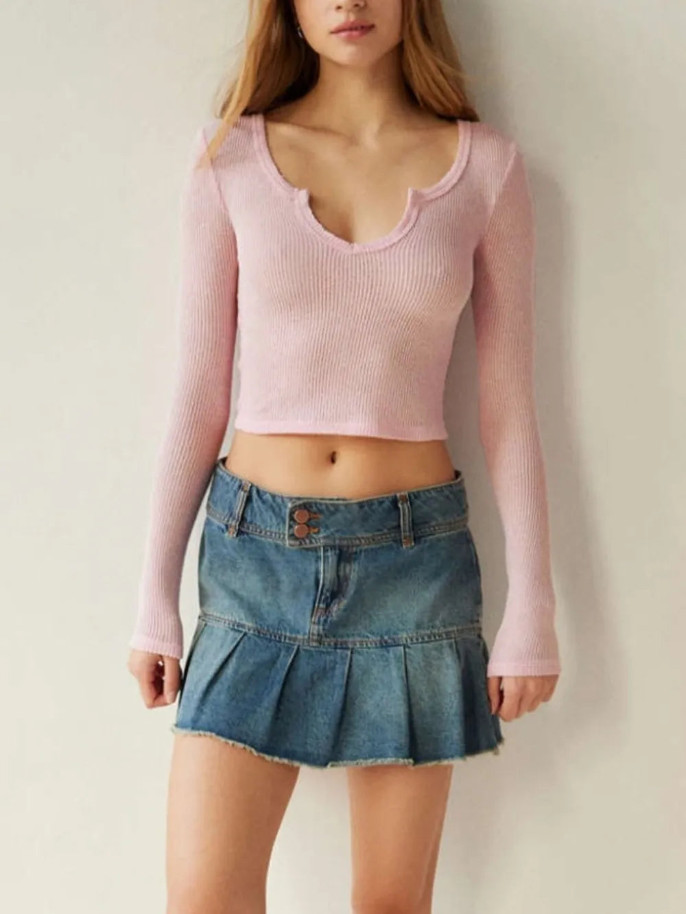 Notched Long Sleeve T-shirt (9)
