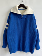 Ribbed Two-tone Half Zip Sweater (2)