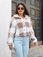 Plaid Dropped Shoulder Buttoned Jacket (7)