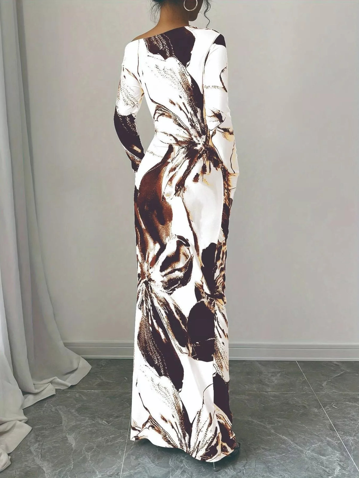 Floral Print One Shoulder Maxi Dress (32)